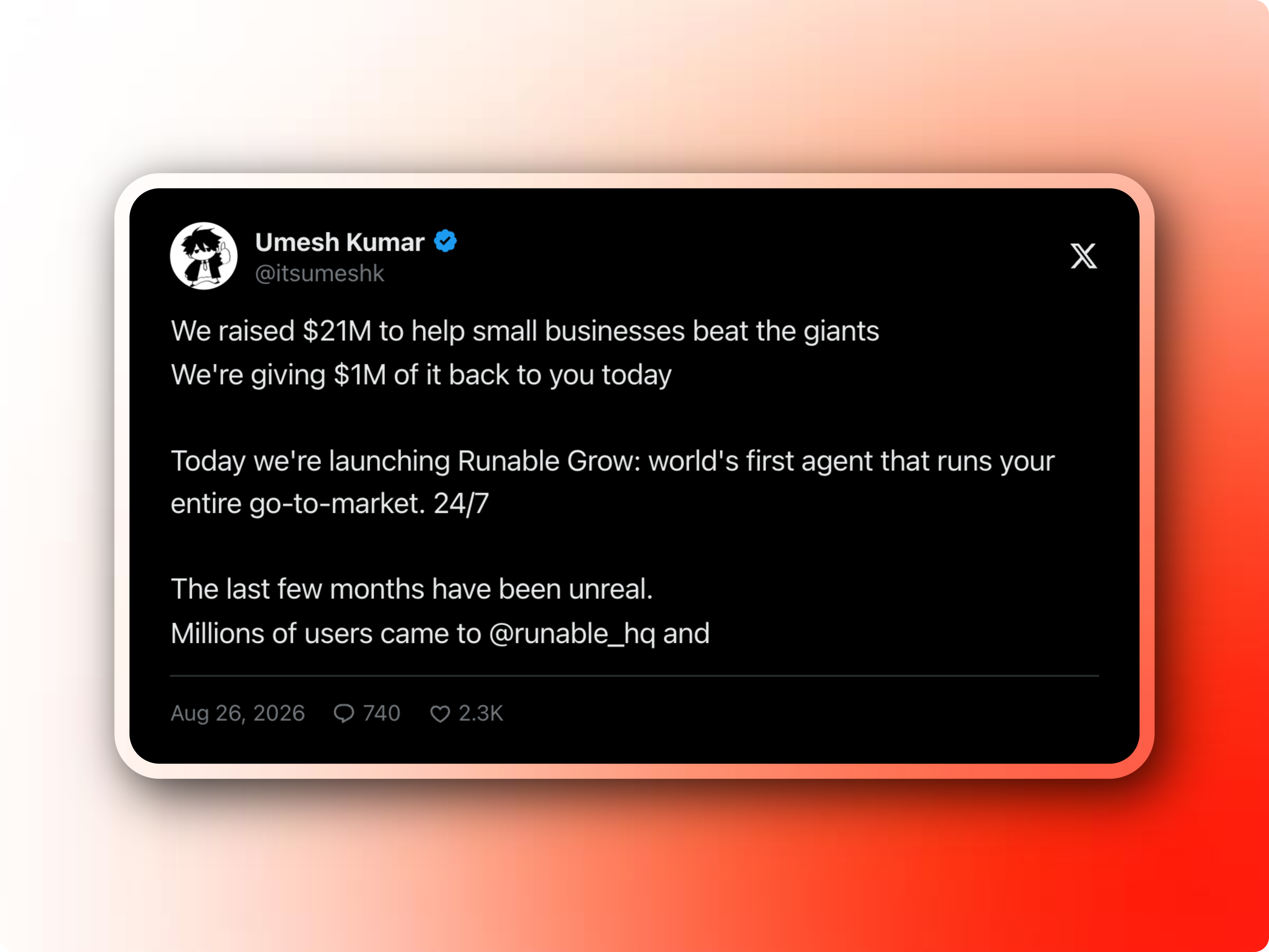 Runable Grow launches to 2.2M+ views